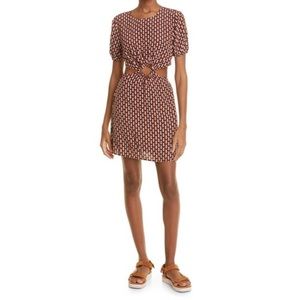 NWT STAUD Epona Cutout Printed Jersey Mini Dress M